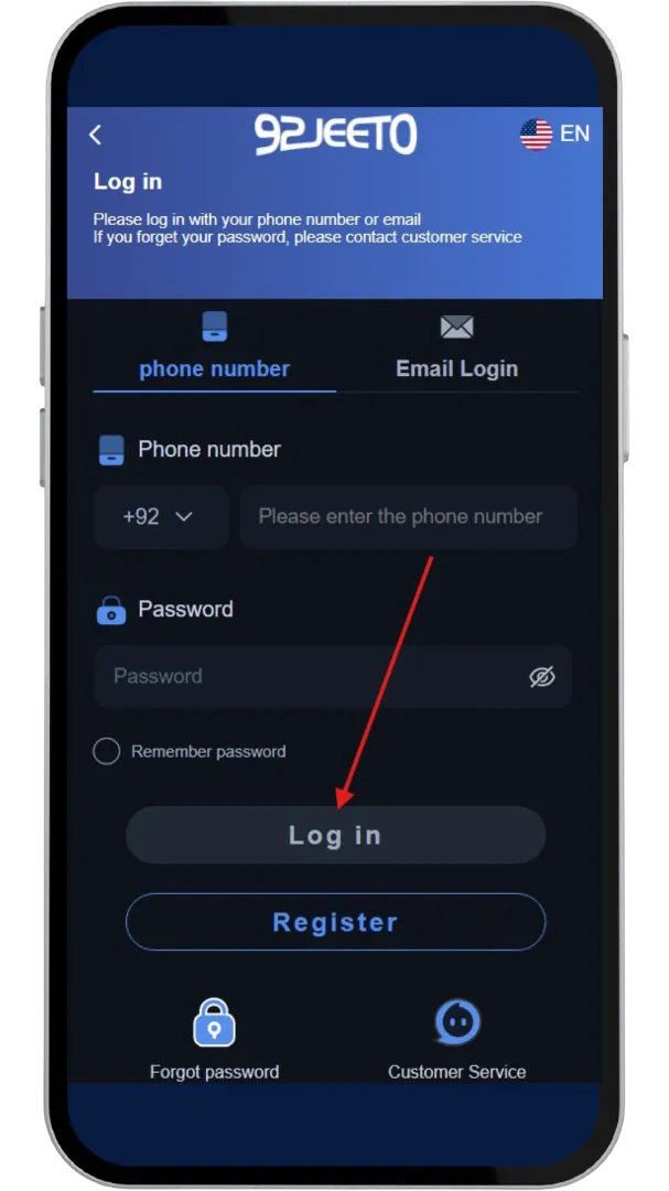 Click on the Login button
